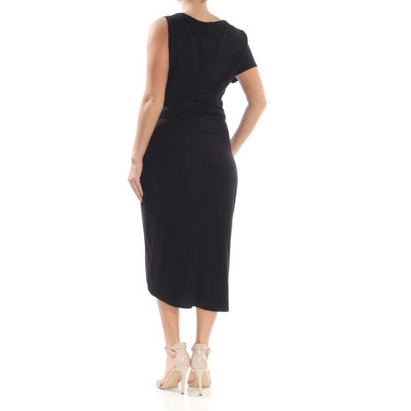 NWT Sanctuary black asymmetrical Salma wrap midi dress size medium - Picture 2 of 5